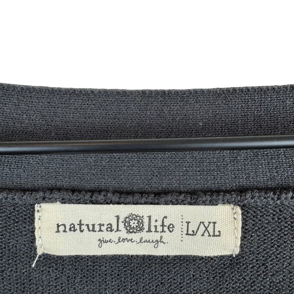 Natural Life Size L/XL Gray Striped Cardigan Sweater Oversized Comfy - Picture 3 of 4